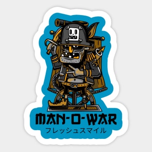 Man-O-War Pirate Funny Cartoon Characters Sticker